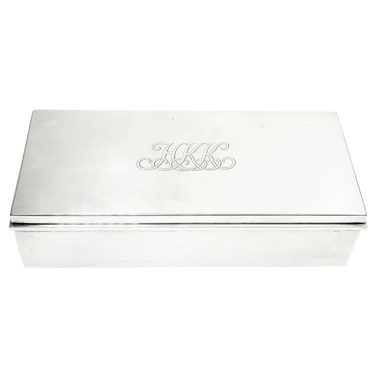 Tiffany & Co Sterling Silver Cigarette Desk Box 23093 For Sale