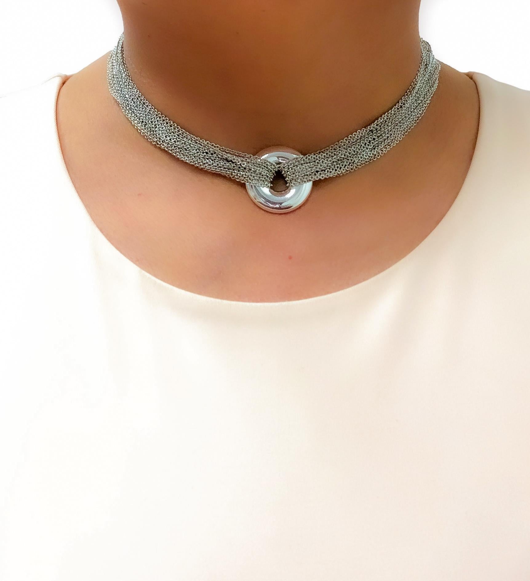 tiffany and co silver choker necklace
