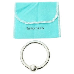 Tiffany & Co Sterling Silver Circle Ring Baby Rattle with Pouch