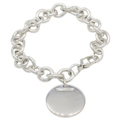 Tiffany 
Co. Sterling Silver Circle Tag Charm Chain Link Bracelet