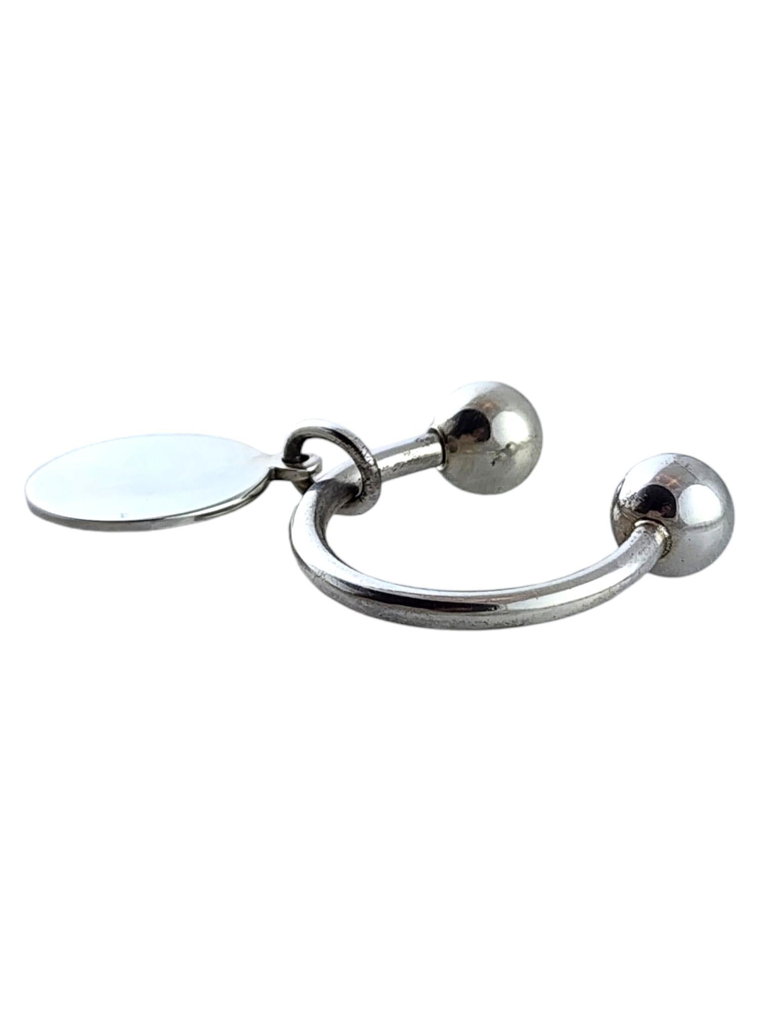 Tiffany & Co Sterling Silver Circle Tag Key Ring #18948 In Good Condition In Washington Depot, CT