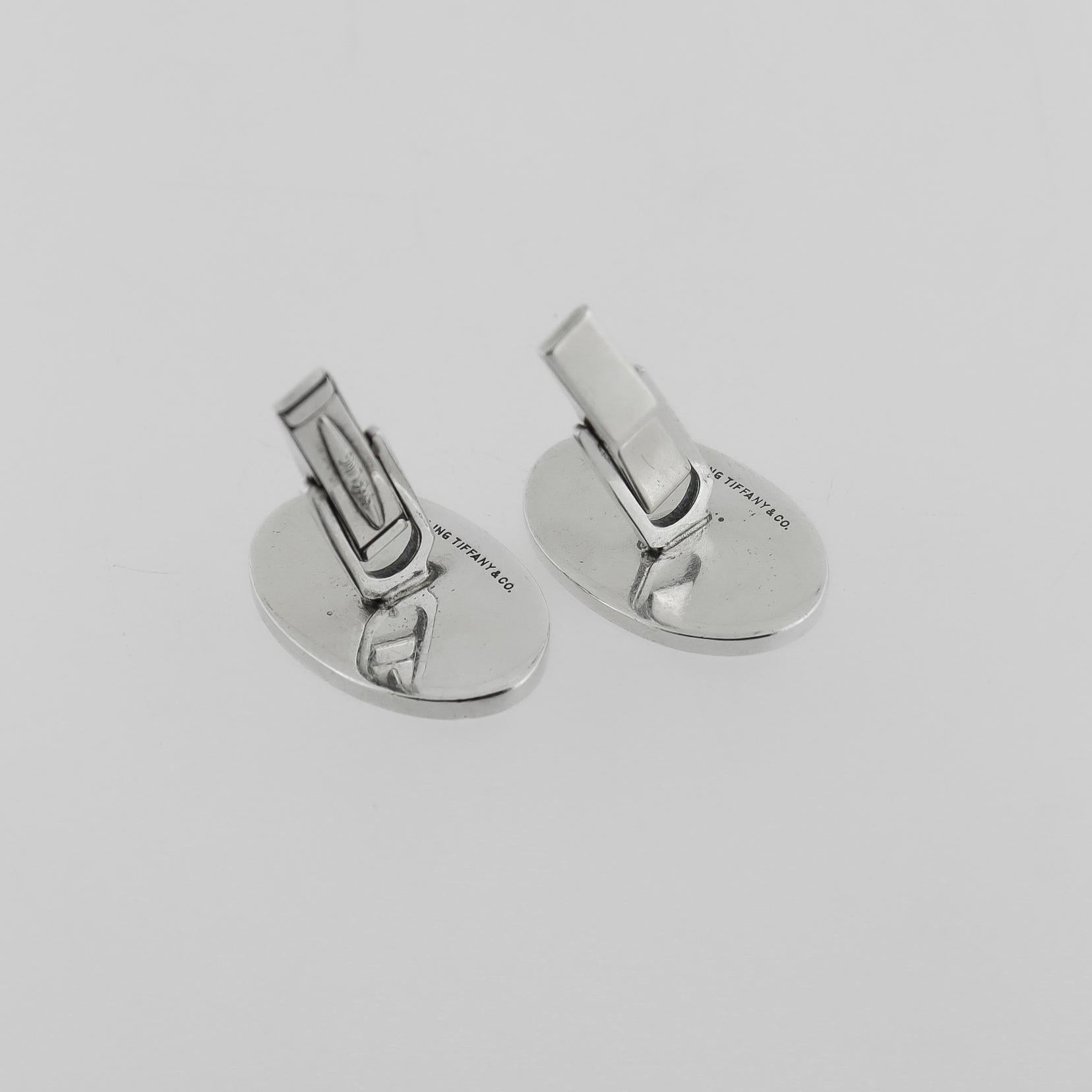 Tiffany & Co. Klassische ovale Manschettenknöpfe aus Sterling Silber im Angebot 6