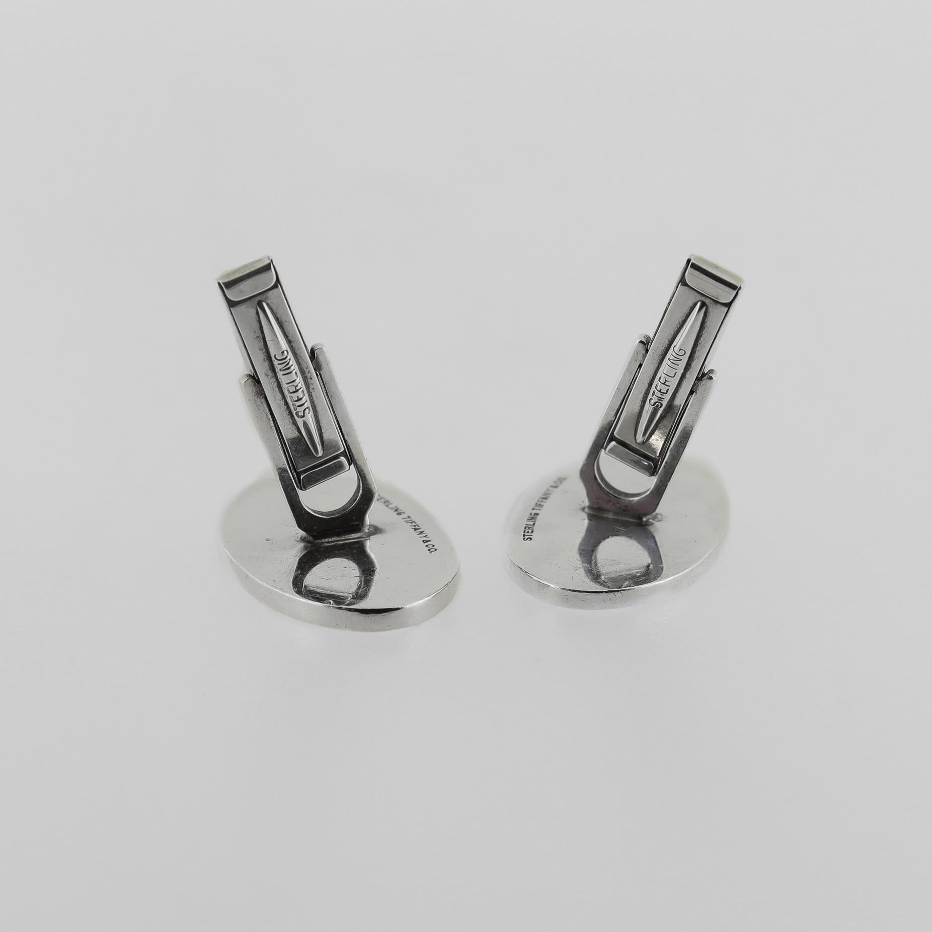 Tiffany & Co. Klassische ovale Manschettenknöpfe aus Sterling Silber im Angebot 7