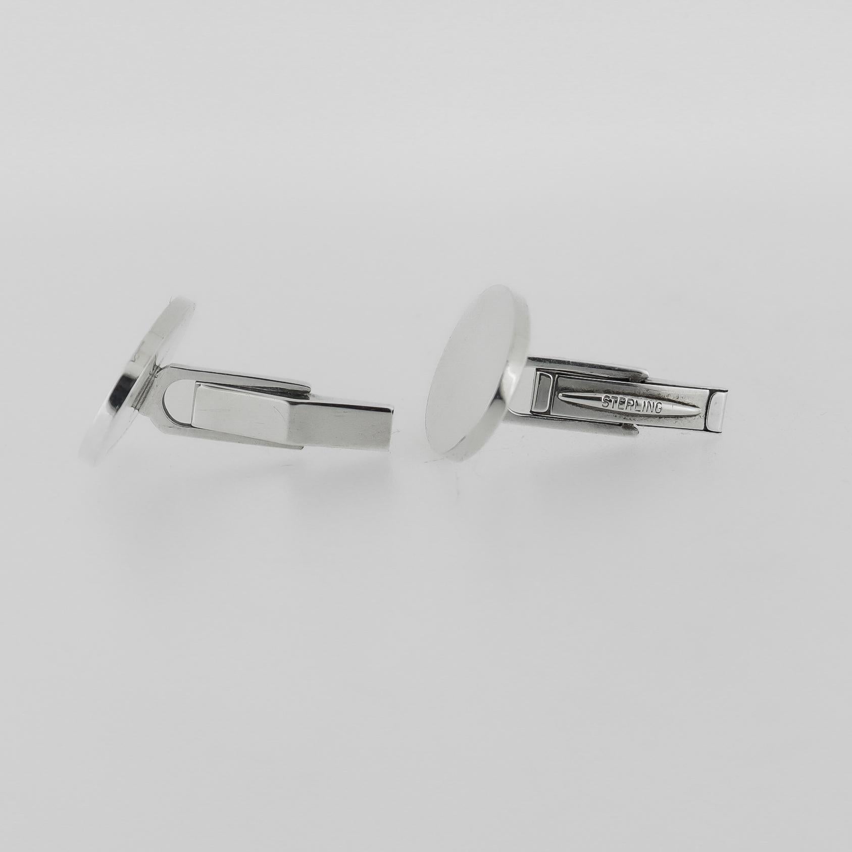 Tiffany & Co. Klassische ovale Manschettenknöpfe aus Sterling Silber im Angebot 3
