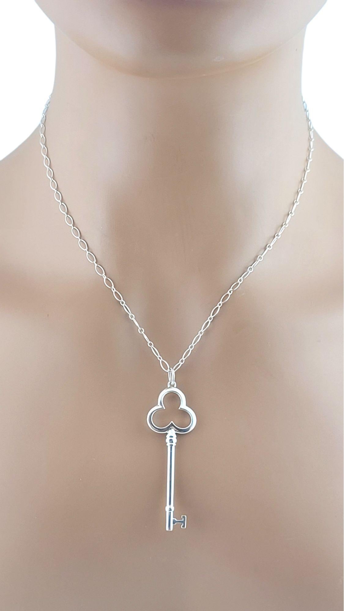 Tiffany & Co Sterling Silver Clover Trefoil Key Pendant Necklace #14574 For Sale 2