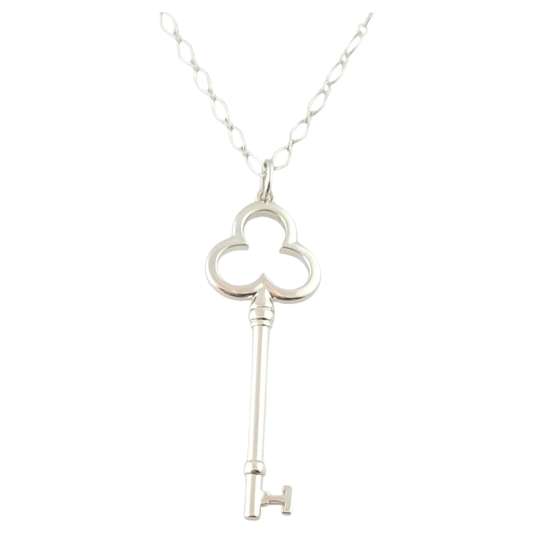 Tiffany & Co Sterling Silver Clover Trefoil Key Pendant Necklace #14574