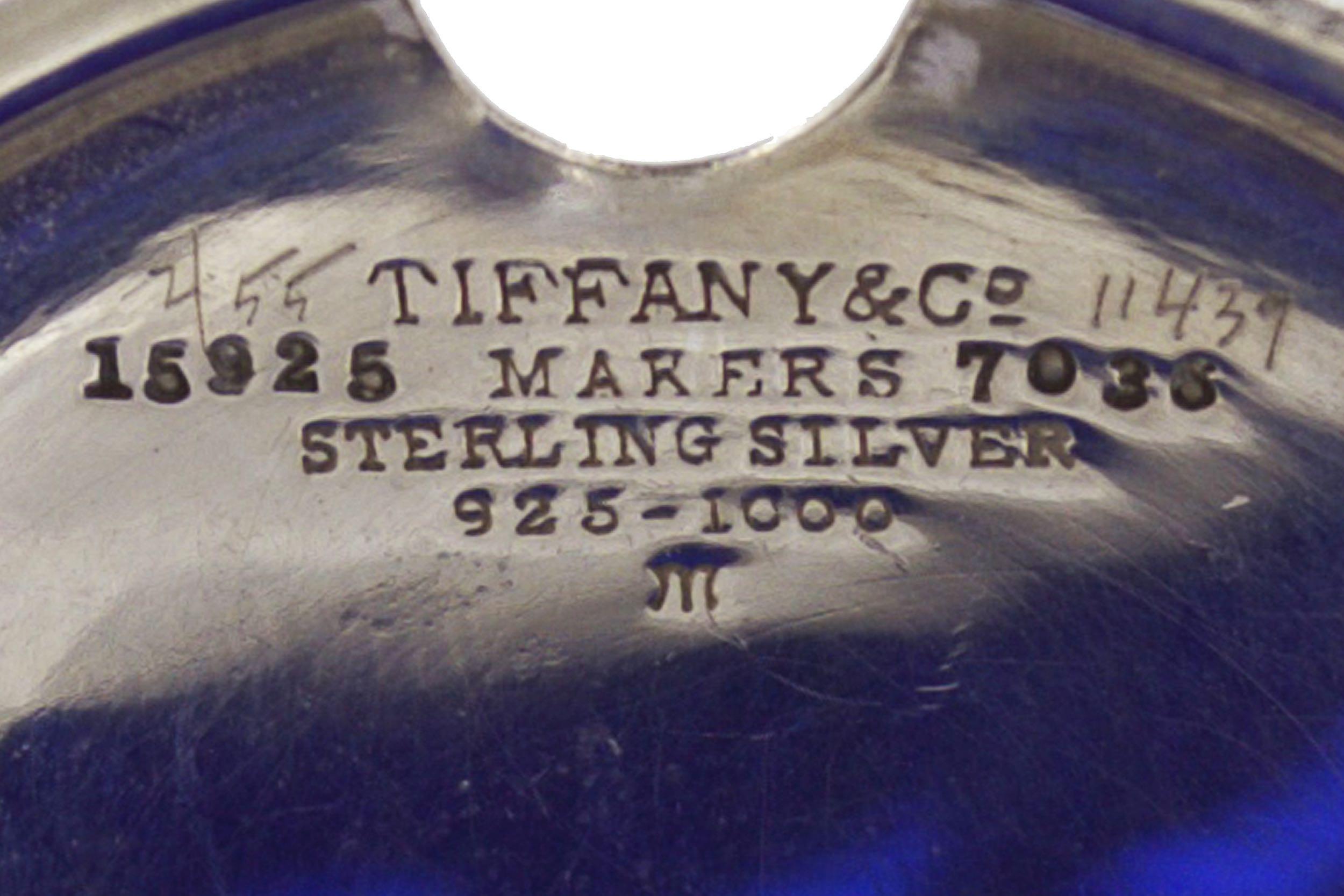 Tiffany & Co. Sterling Silver Cobalt-Blue Mustard Pot, circa 1920s 3