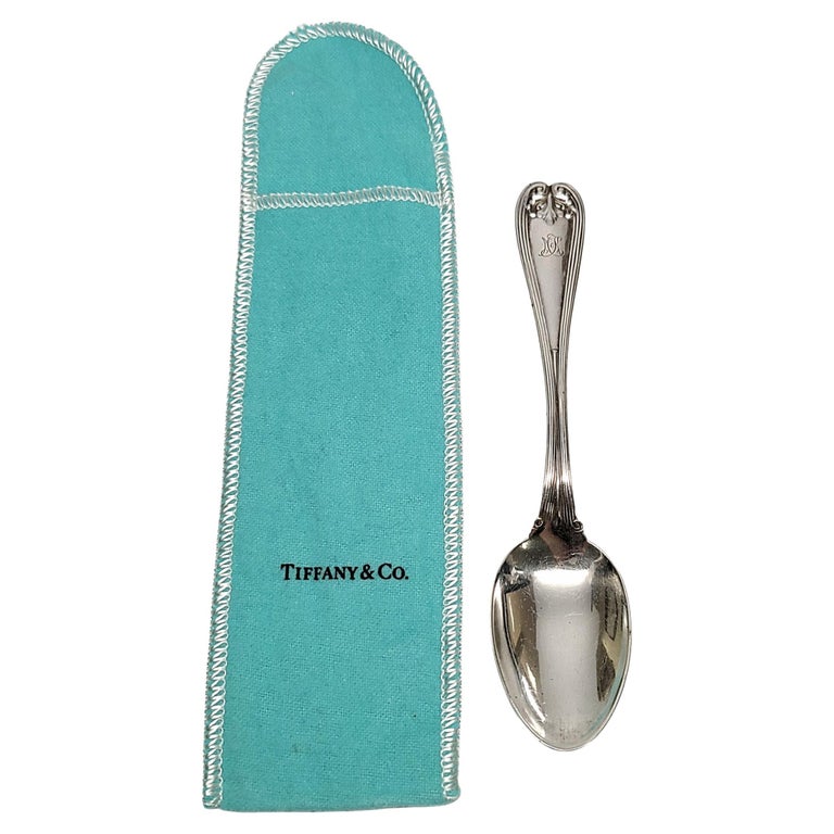 Tiffany & Co Sterling Silver Colonial Tea Spoon with Monogram with Pouch For Sale