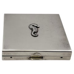 Tiffany & Co. Sterling Silver Compact with Mirror & Seahorse Motif