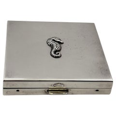 Tiffany & Co. Sterling Silver Compact with Mirror & Seahorse Motif
