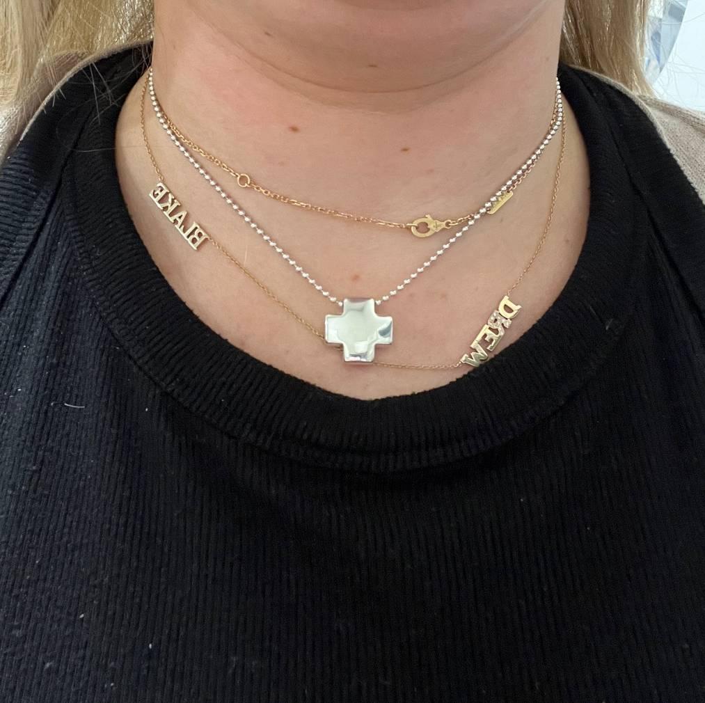 Tiffany & Co. Sterling SIlver Cross Pendant Necklace on Bead Chain  1