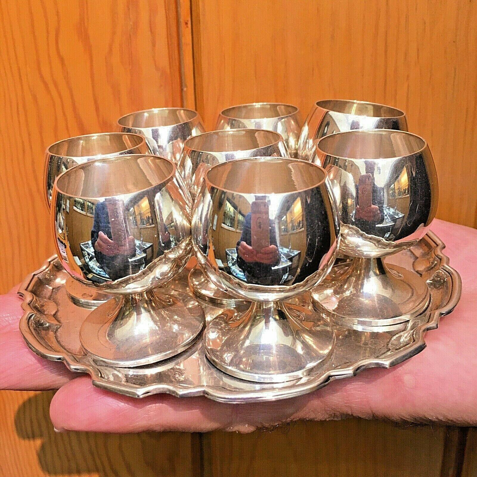 Tiffany & Co Sterling Silver Cup Shot Glass Set 22595L Plus Tray 23336 1