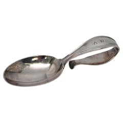 Retro Tiffany & Co Sterling Silver Curved Handle Loop Baby Spoon with Mono #16853