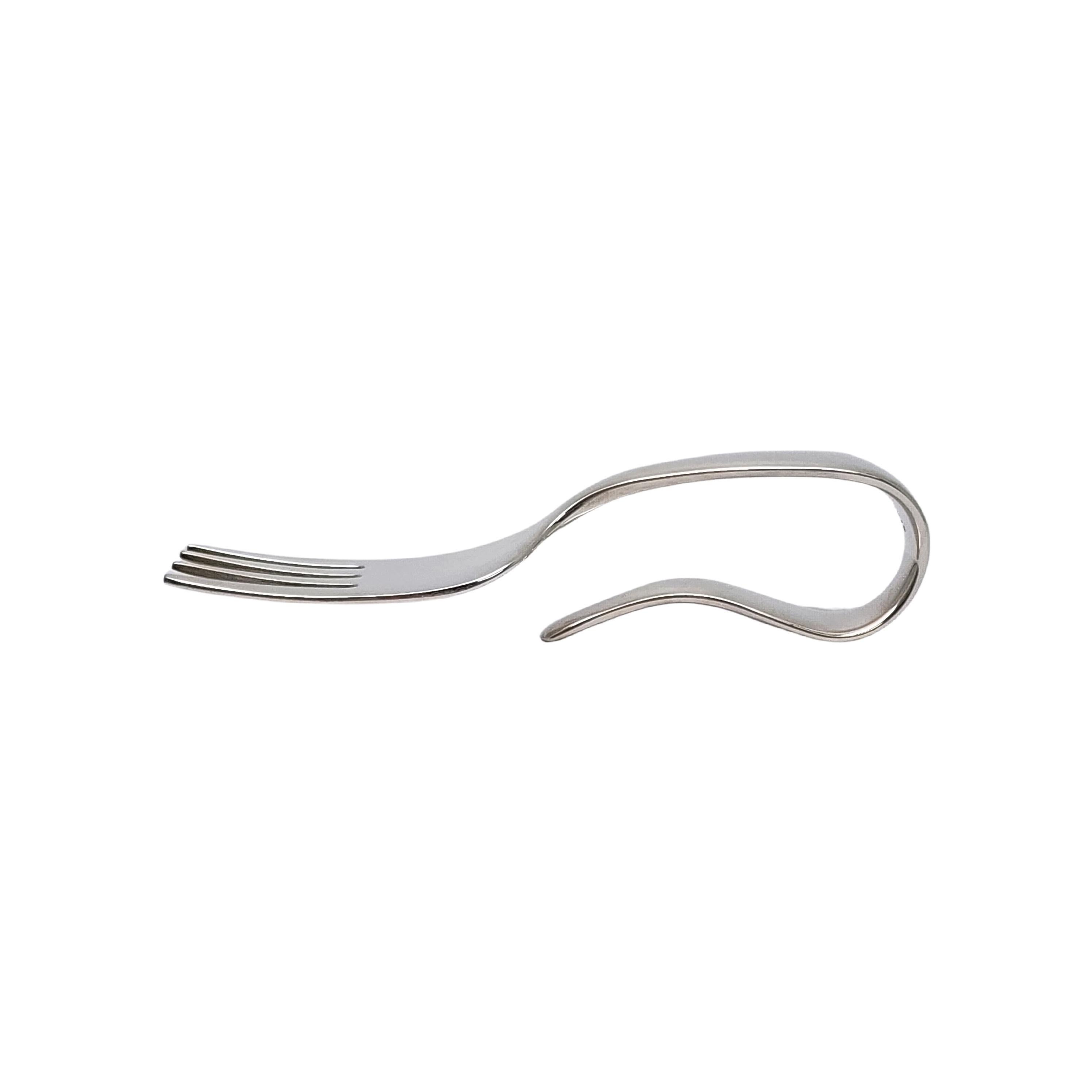 Tiffany & Co Sterling Silver Curved Loop Handle Baby Fork #17261 For Sale 2