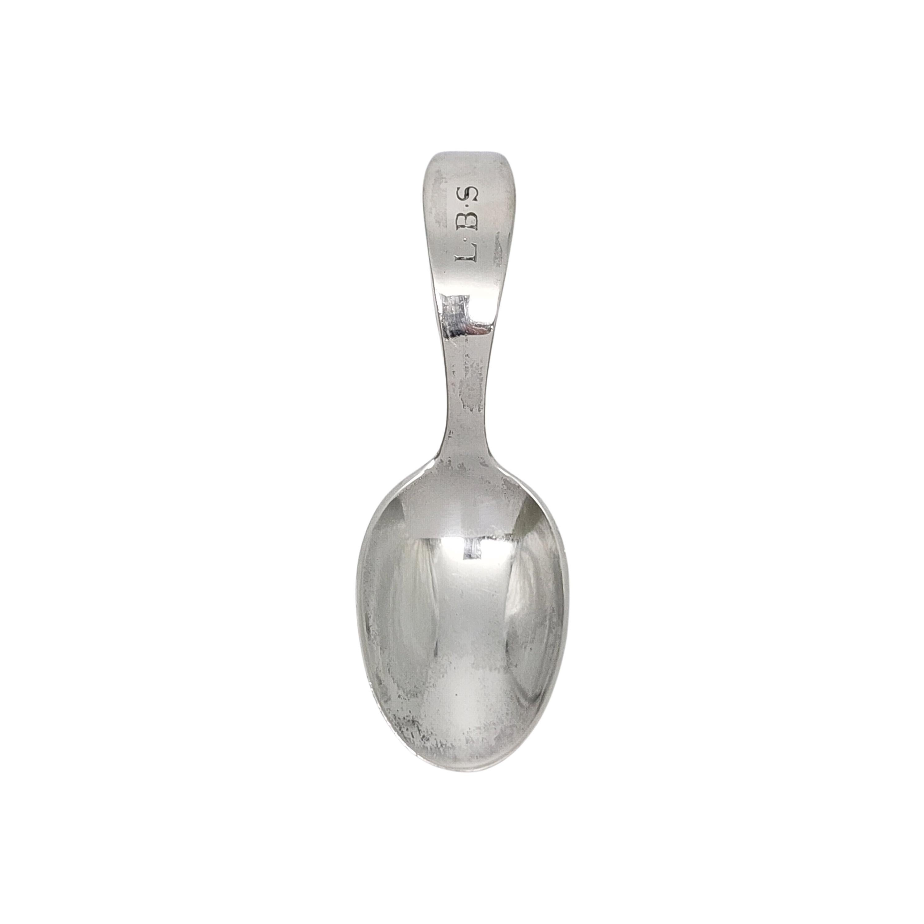 Tiffany & Co Sterling Silver Curved Loop Handle Baby Spoon w/Monogram #17262 In Good Condition For Sale In Washington Depot, CT