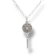 Tiffany & Co. Sterling Silver Daisy Key Pendant Necklace with Diamond