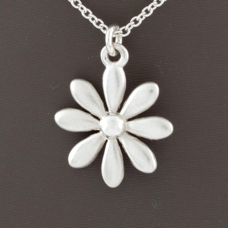 Tiffany and Co. Sterling Silver Daisy Pendant Necklace with Chain at