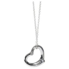 Tiffany & Co. Sterling Silver Diamond Elsa Peretti Open Heart Pendant
