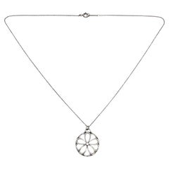 Tiffany & Co Sterling Silver Diamond Garden Flower Pendant Chain Necklace #24610
