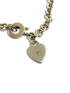 Tiffany & Co. Sterling Silver Diamond Heart Charm Necklace