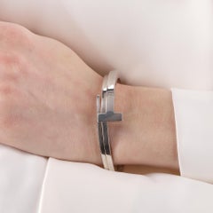 Tiffany & Co. Sterling Silver Diamond T Square Wrap Bracelet