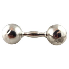Tiffany & Co Sterling Silver Dimpled Baby Rattle Barbell Mono "AAG" #19087
