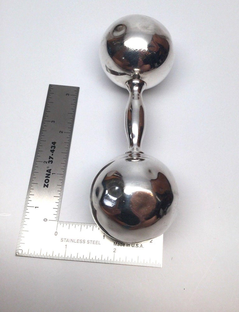 Tiffany and Co. Sterling Silver Dimpled Dumbbell Baby Rattle at 1stDibs