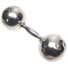 Antique Tiffany & Co. Sterling Silver Dimpled Dumbbell Baby Rattle