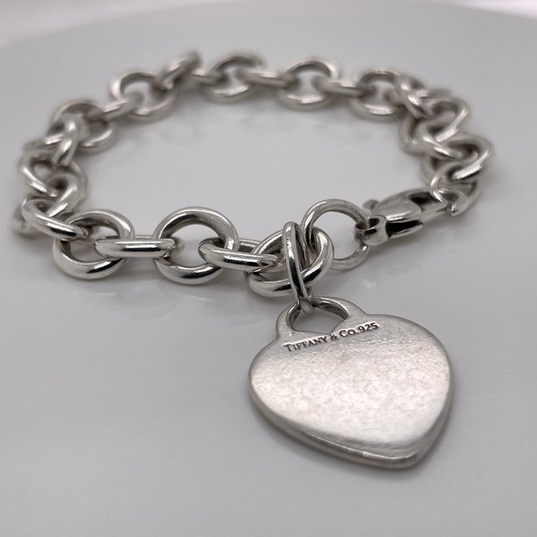 Tiffany and Co. Sterling Silver Dog Chain Link Bracelet and Heart