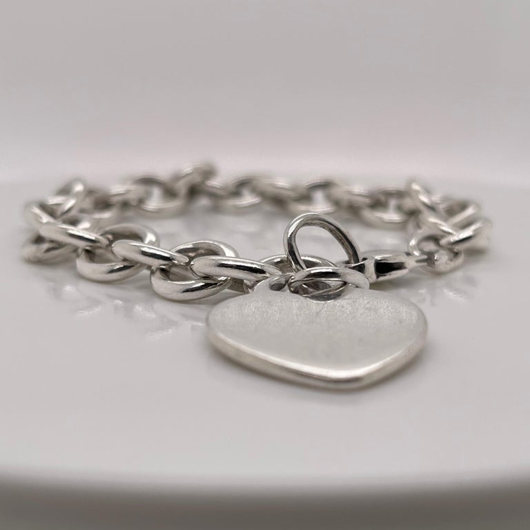 Tiffany and Co. Sterling Silver Dog Chain Link Bracelet and Heart