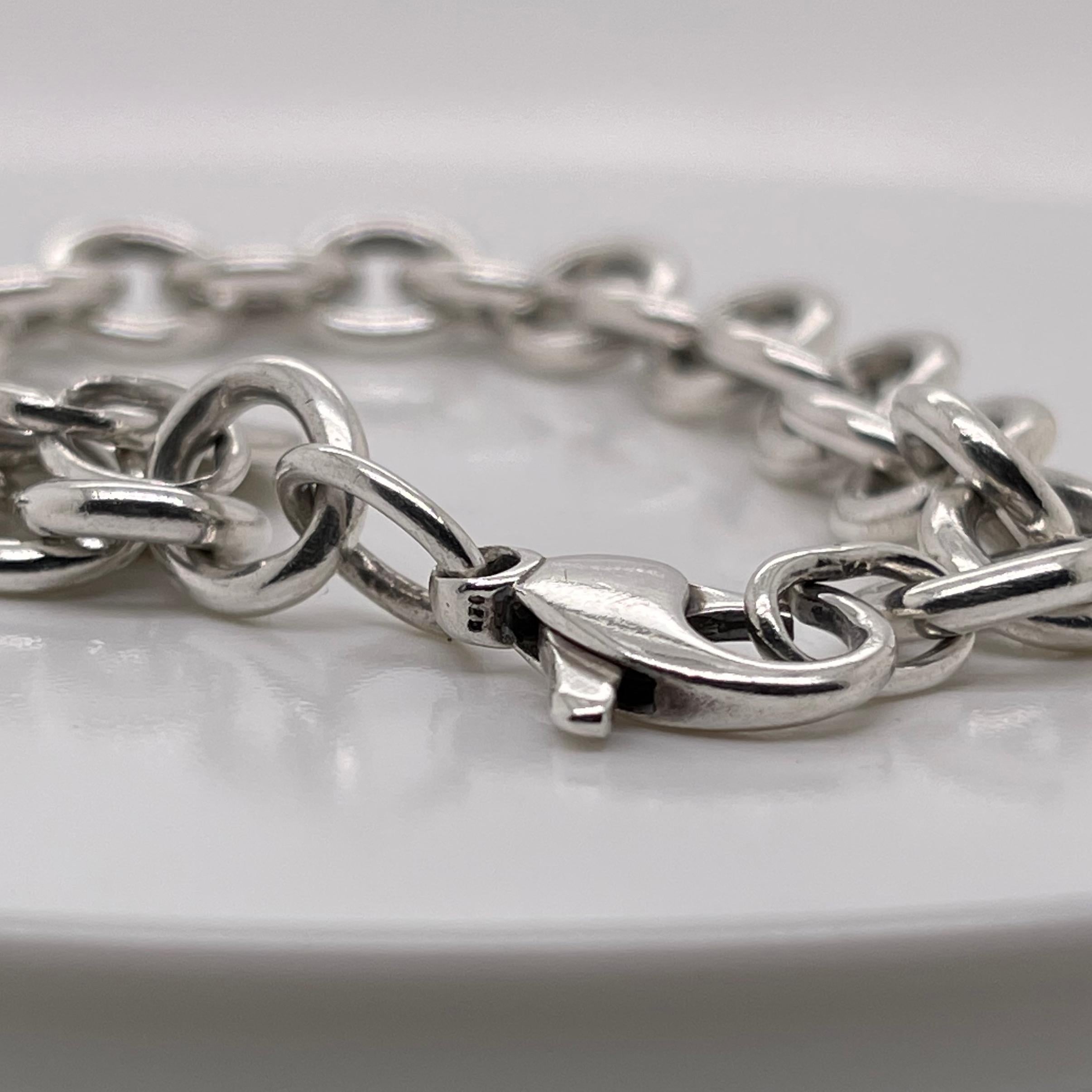 Women's Tiffany & Co. Sterling Silver Dog Chain Link Bracelet and Heart Pendant For Sale