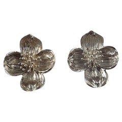 Tiffany & Co. Sterling Silver Dogwood Blossom Earrings