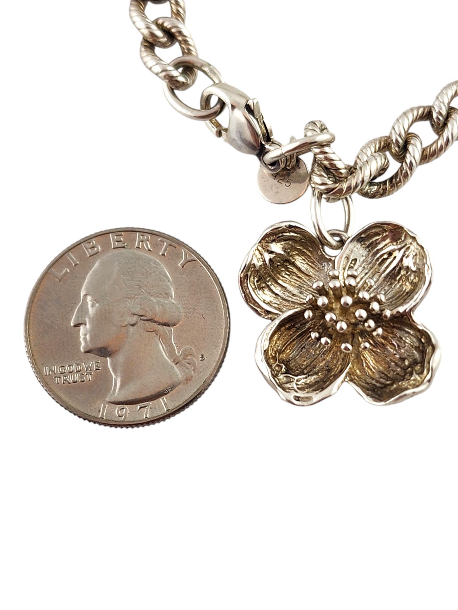 Tiffany & Co Sterling Silver Dogwood Flower Charm Bracelet #19078 4
