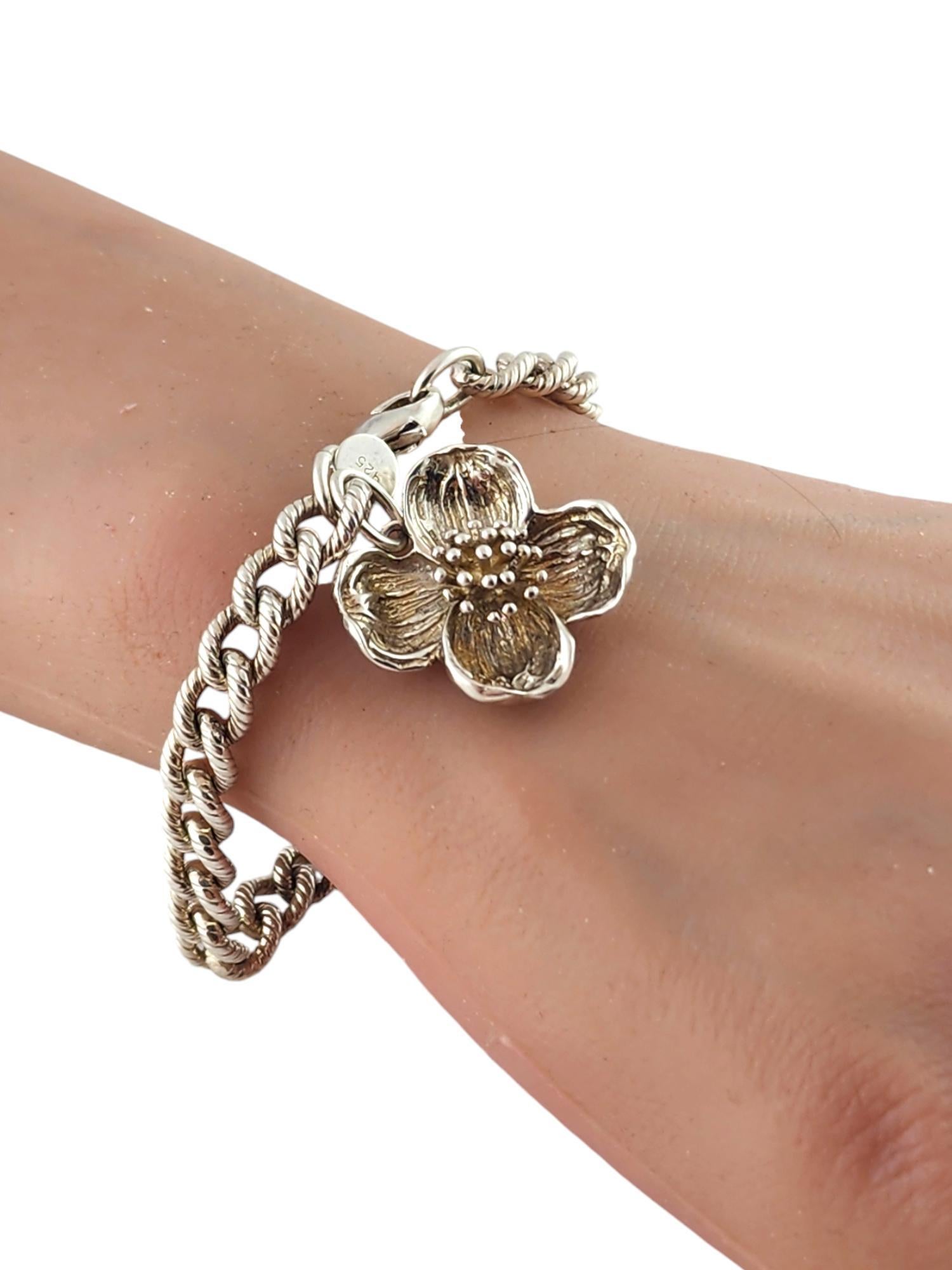 Tiffany & Co Sterling Silver Dogwood Flower Charm Bracelet #19078 5