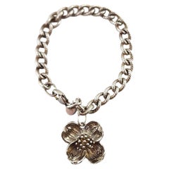 Tiffany & Co Sterling Silver Dogwood Flower Charm Bracelet #19078