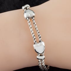 Tiffany & Co. Sterling Silver Double Heart Slider Chain Bracelet Retired
