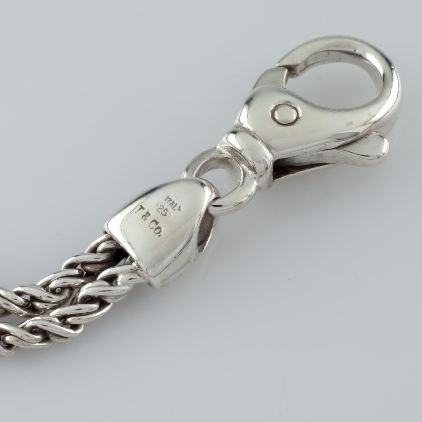 Tiffany & Co. Sterling Silver Double Heart Slider Chain Bracelet Retired In Good Condition In Sherman Oaks, CA