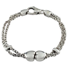Retro Tiffany & Co. Sterling Silver Double Heart Slider Chain Bracelet Retired