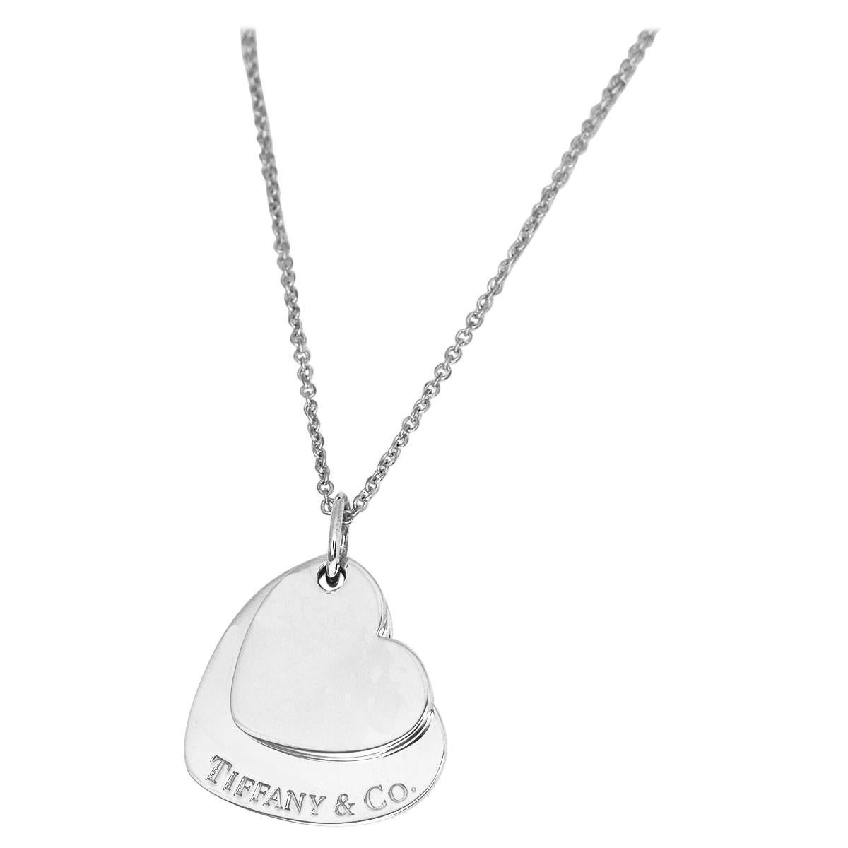 tiffany double heart necklace silver
