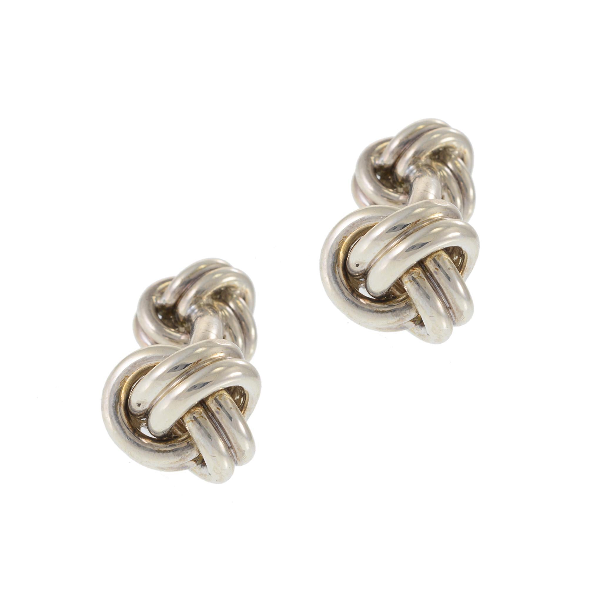 Tiffany & Co. Boutons de manchette en argent sterling à double nœud Pour hommes en vente