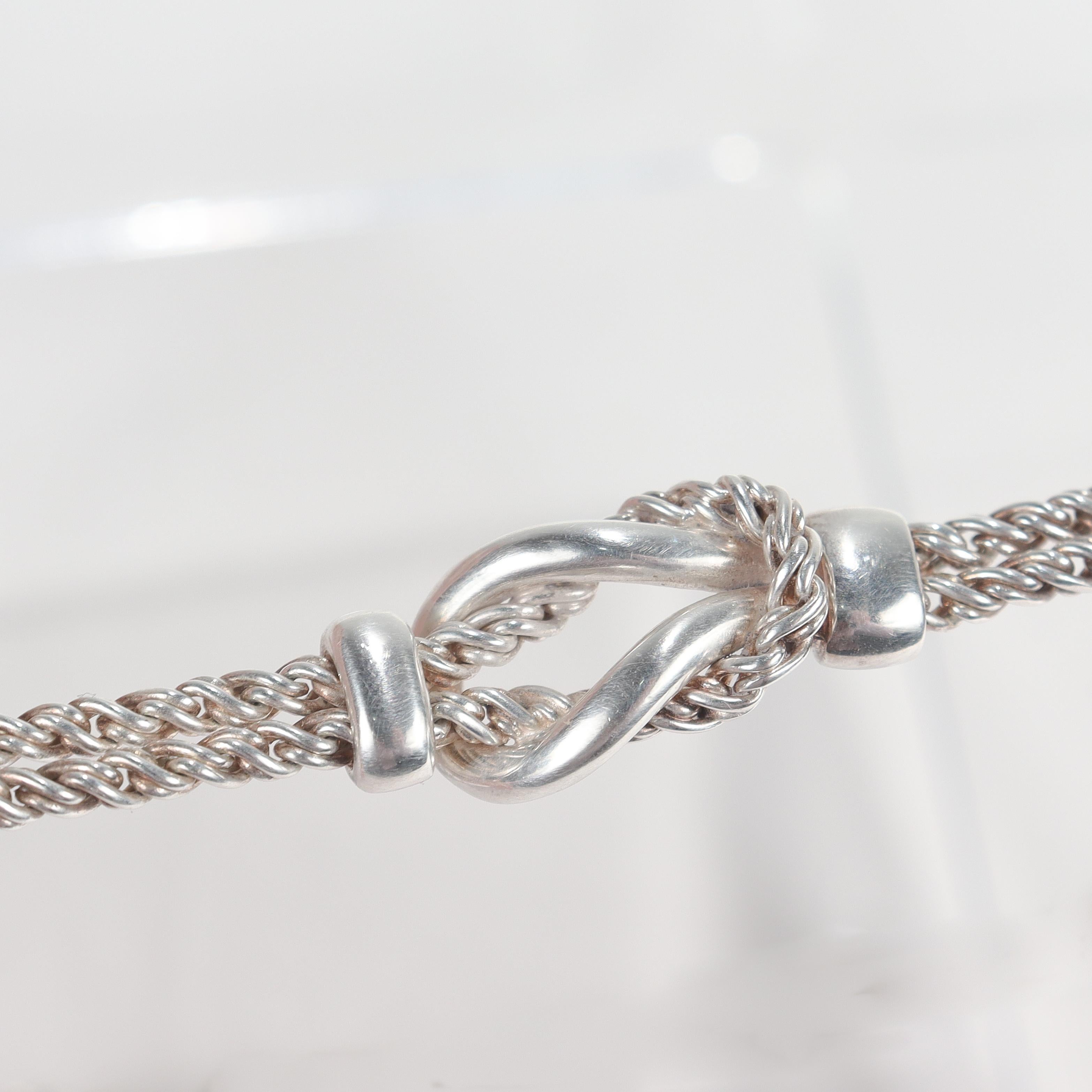 Tiffany & Co Sterling Silver Double Love Knot Rope Chain Necklace 3