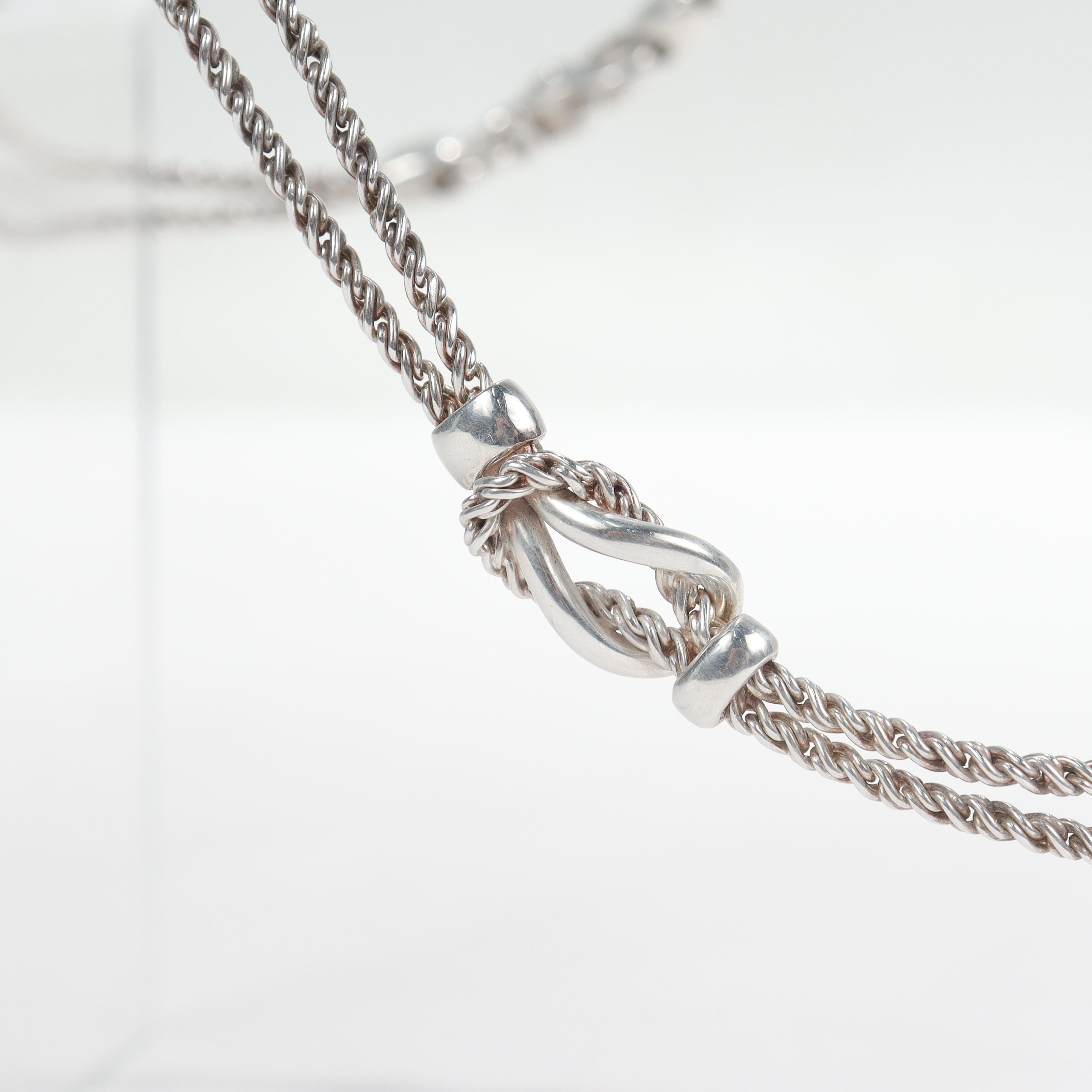 Tiffany & Co Sterling Silver Double Love Knot Rope Chain Necklace 1