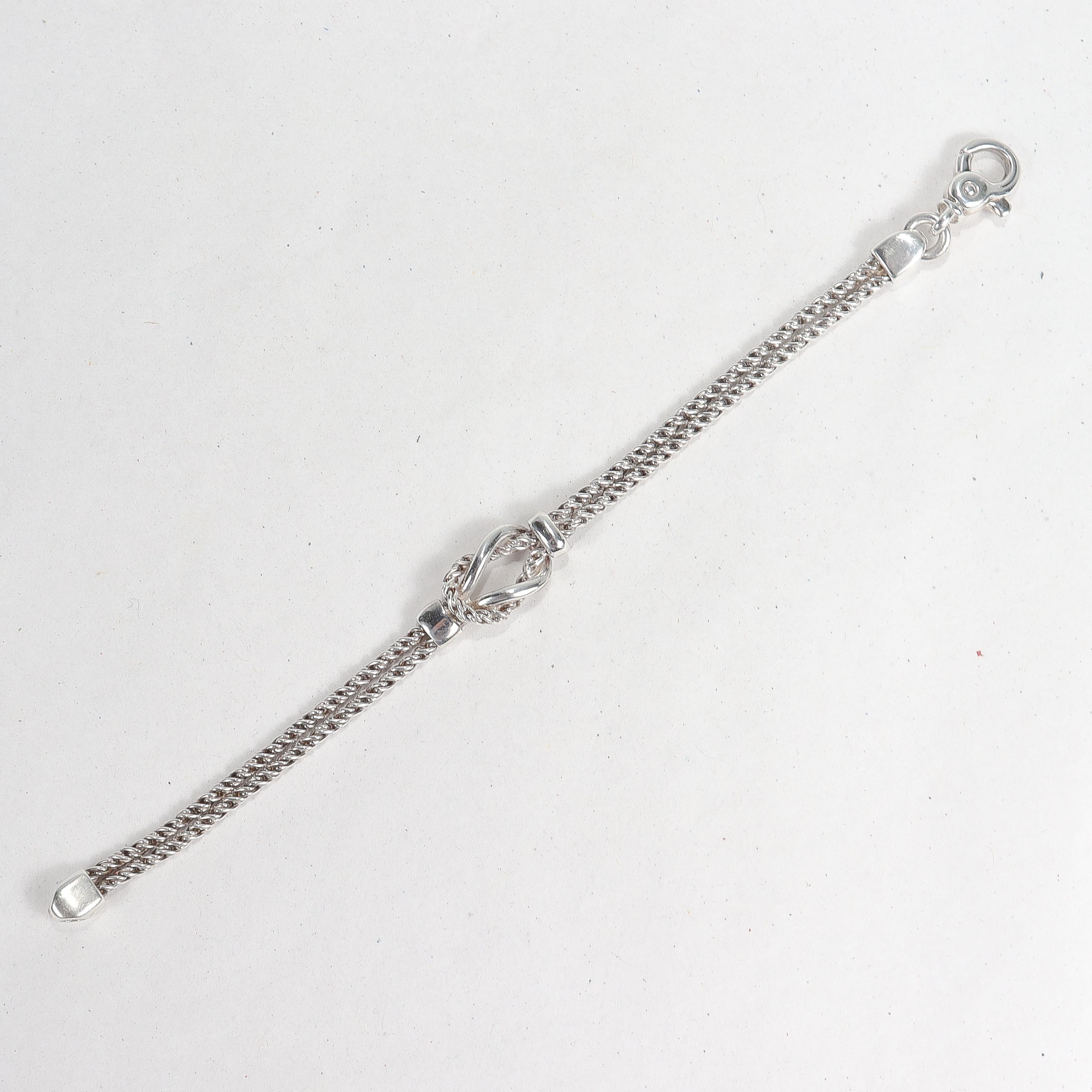 Women's or Men's Tiffany & Co Sterling Silver Double Love Knot Rope Chain Bracelet
