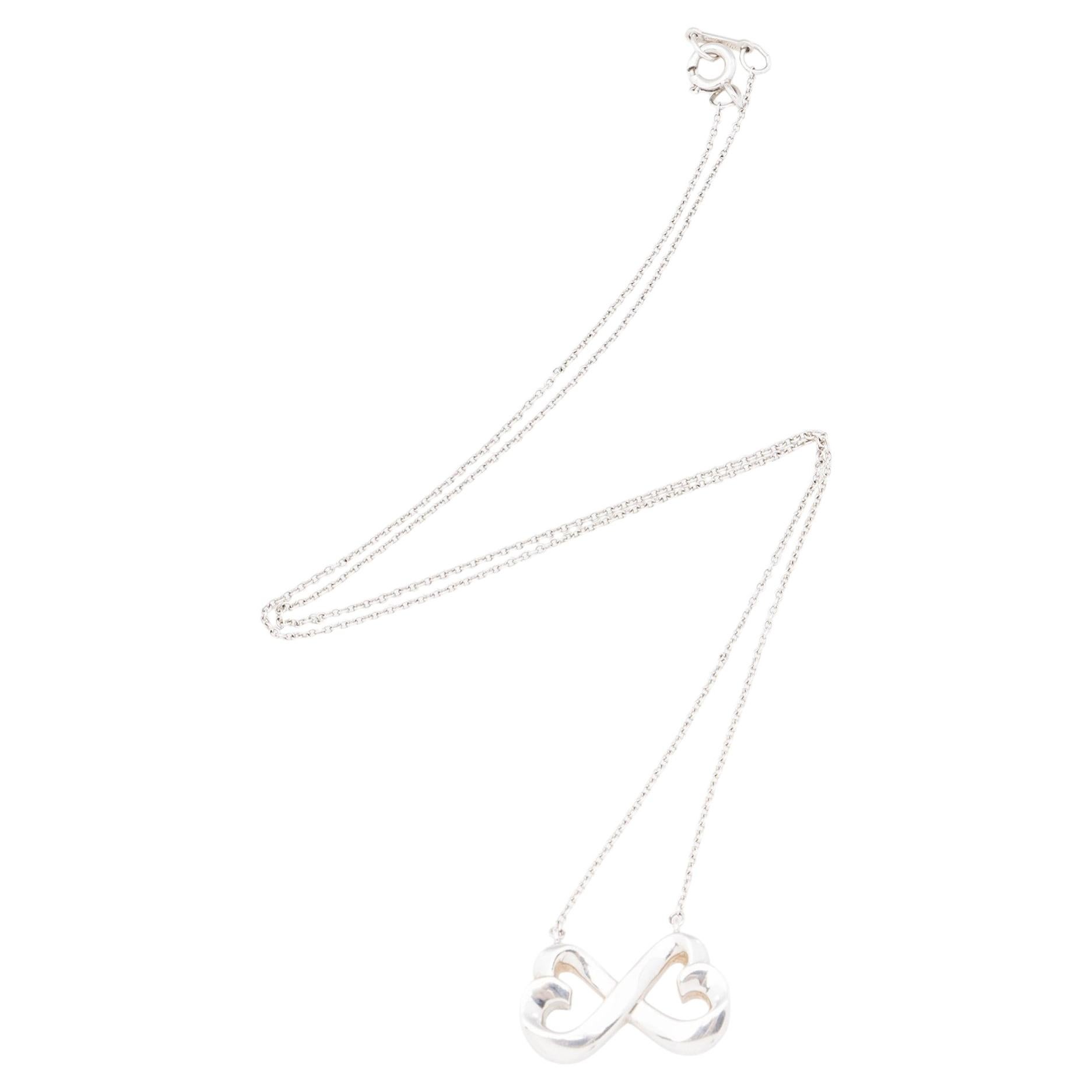 Tiffany & Co. Sterling Silver Double Loving Heart Necklace For Sale