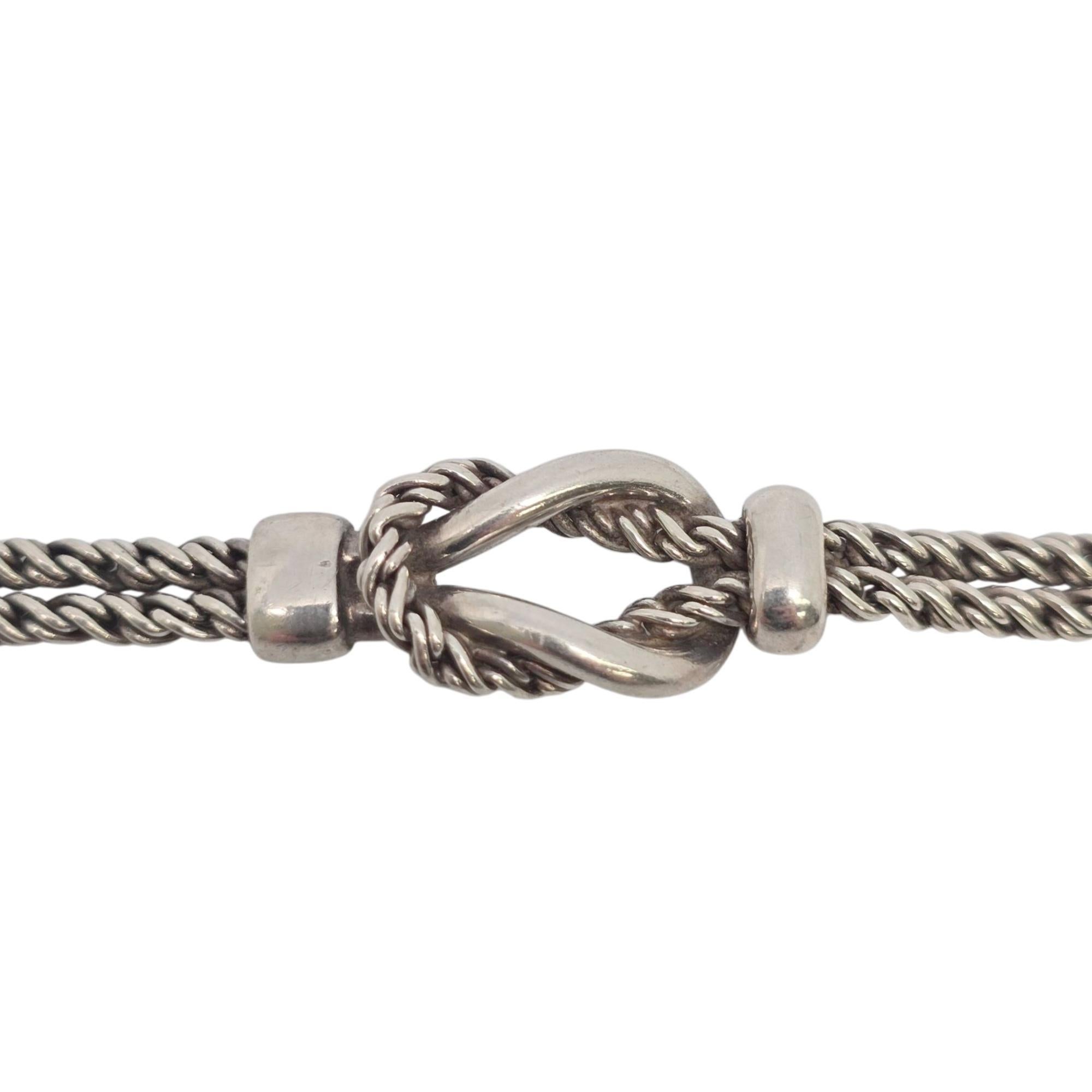 Women's Tiffany & Co Sterling Silver Double Rope Love Knot Bracelet #21785