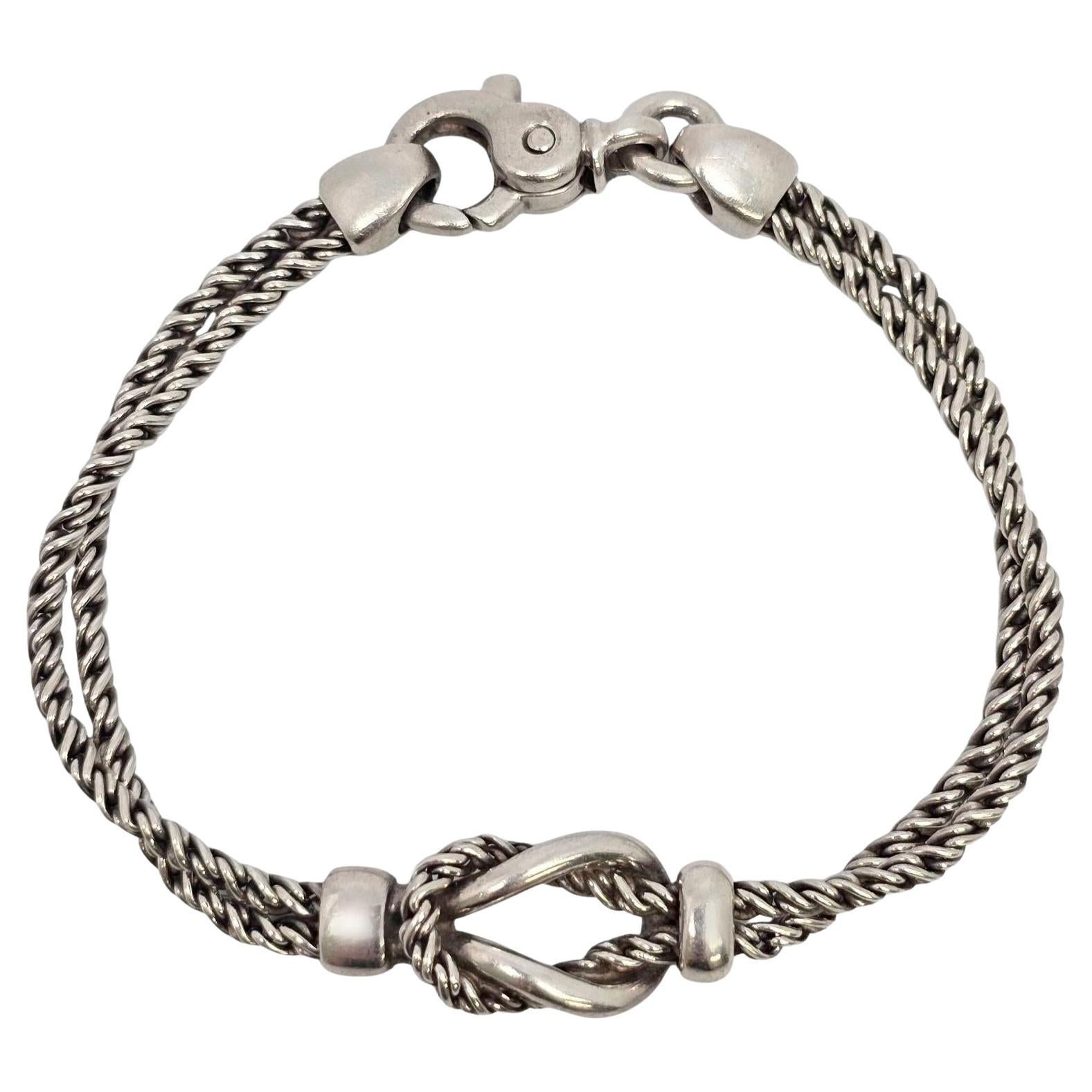 Tiffany & Co Sterling Silver Double Rope Love Knot Bracelet #21785
