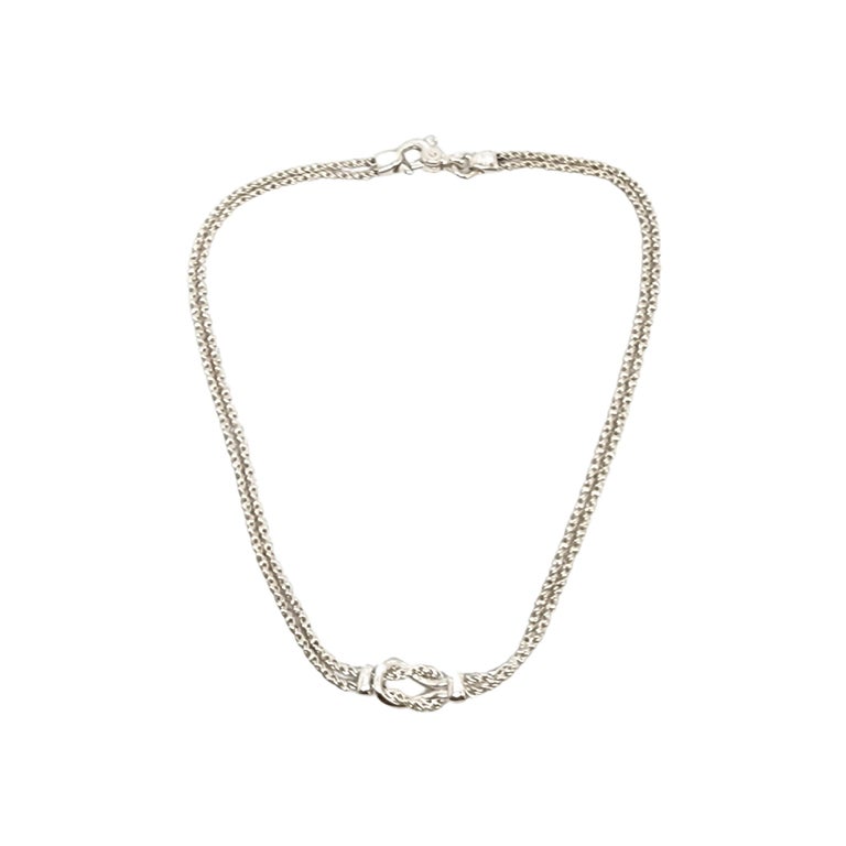 Tiffany and Co. Sterling Silver Double Rope Love Knot Necklace For Sale