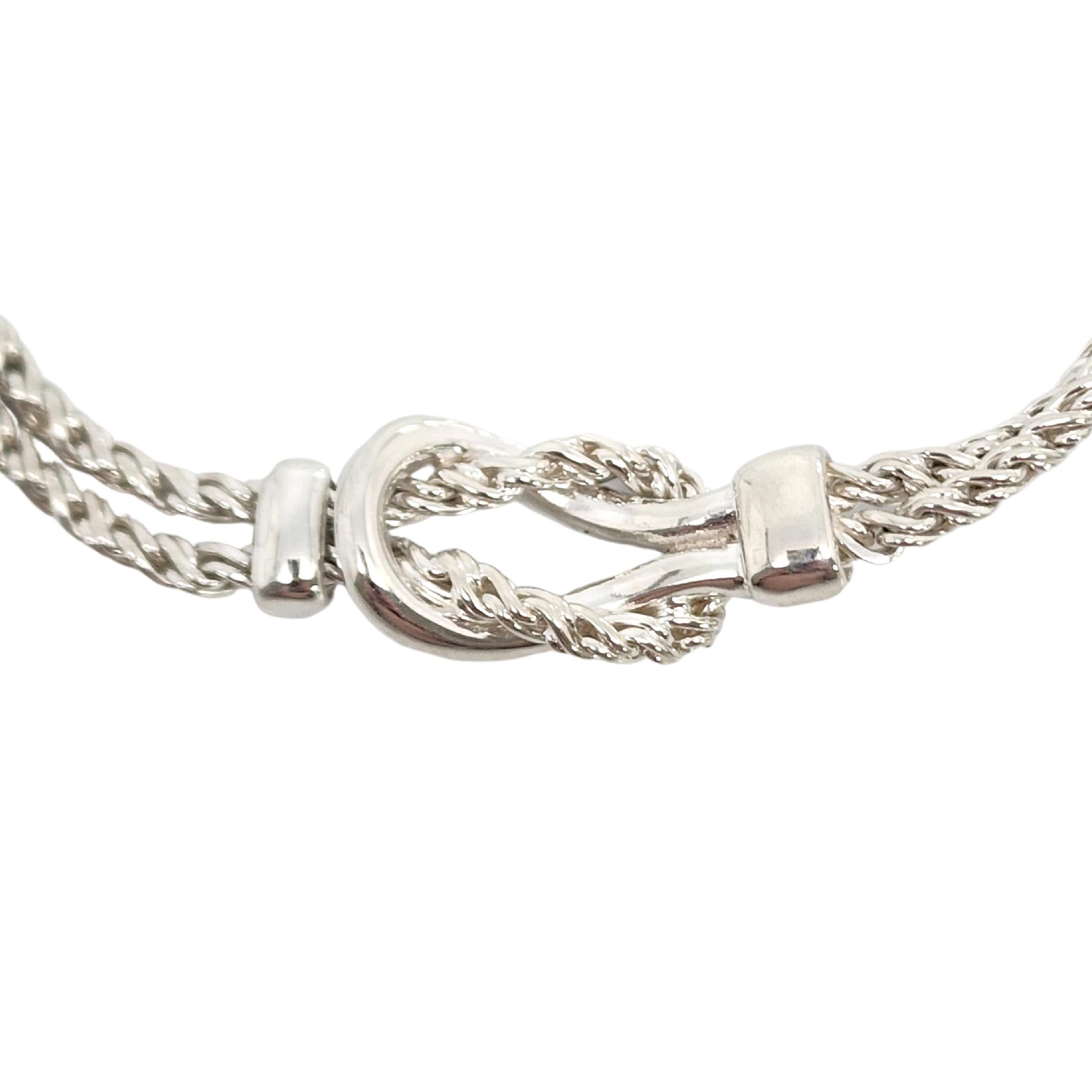 Tiffany & Co Sterlingsilber-Halskette mit doppeltem Seil und Love Knoten 3