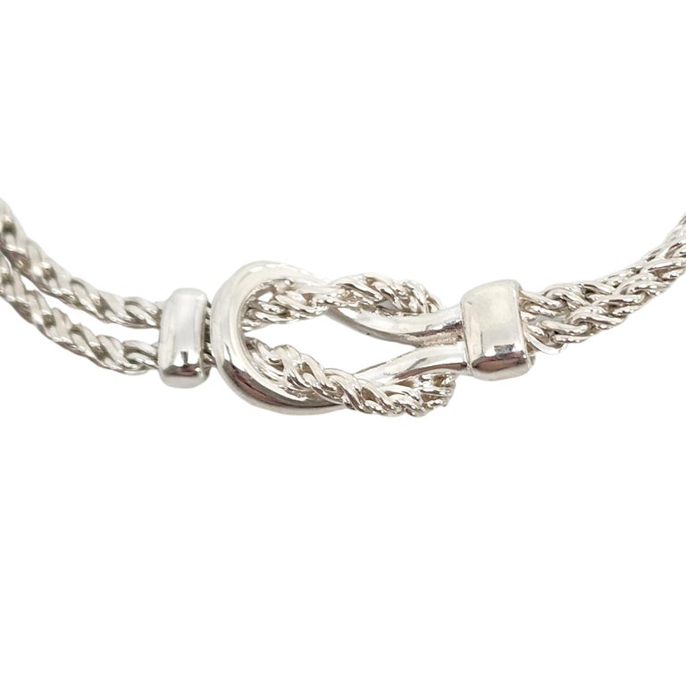 Tiffany and Co. Sterling Silver Double Rope Love Knot Necklace For Sale