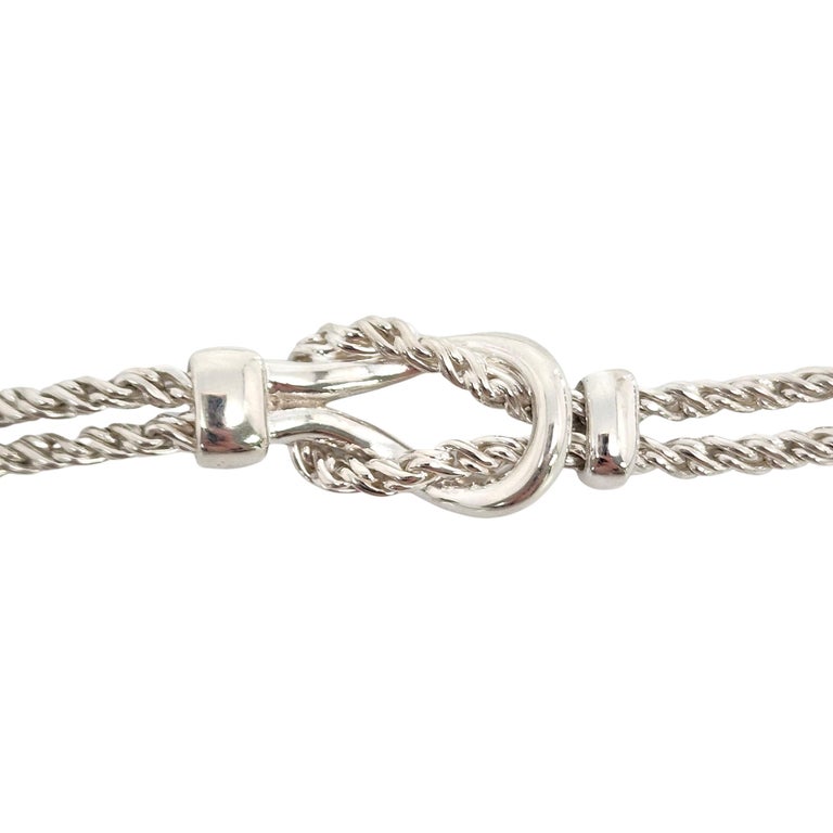 Tiffany and Co. Sterling Silver Double Rope Love Knot Necklace For Sale